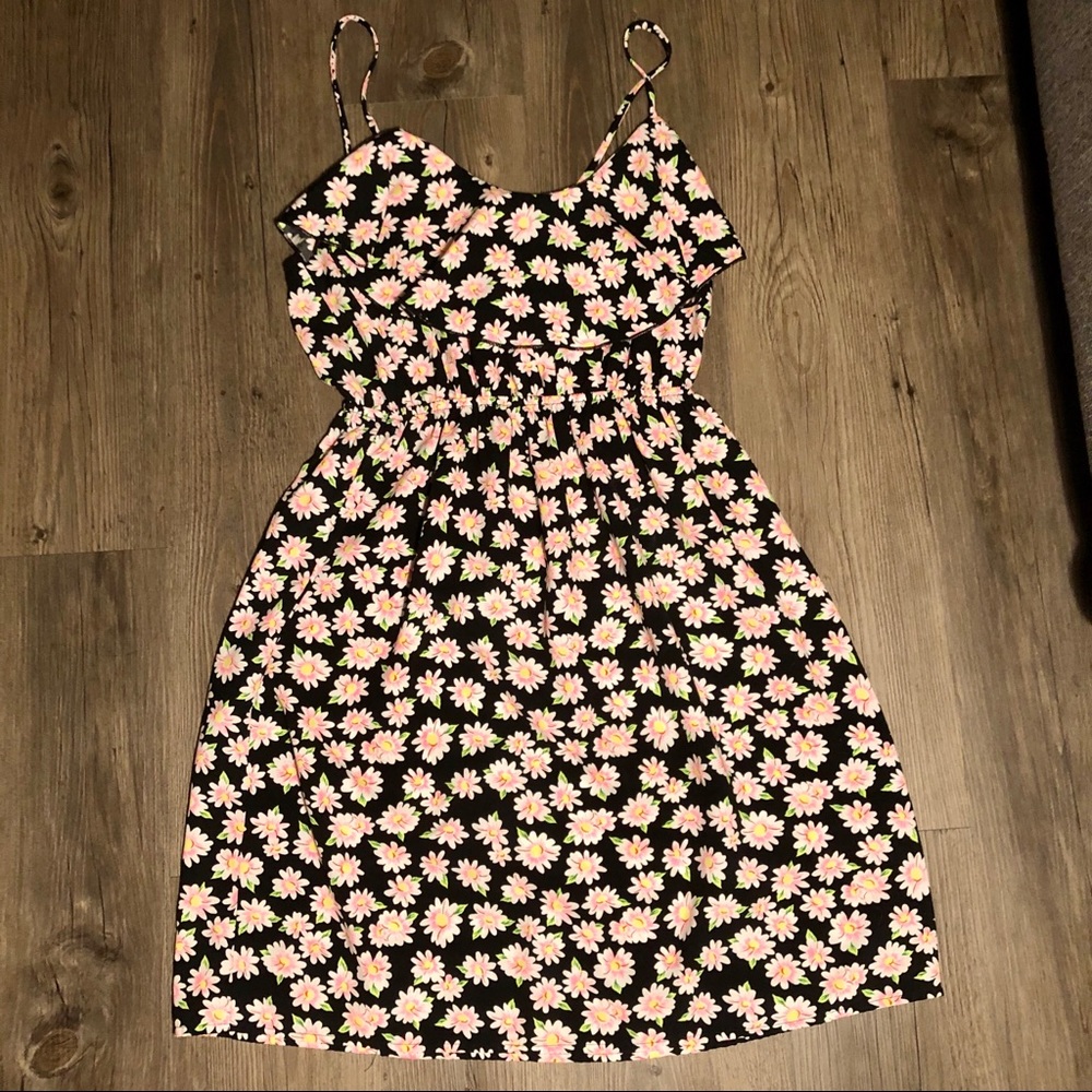 Black and Pink Floral Dress | M